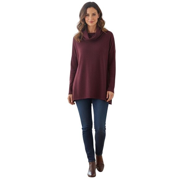 Eileen Fisher Sweaters - Eileen Fisher 100% Merino Wool Cowl Neck Assymetric Hem Tunic Sweater Size S